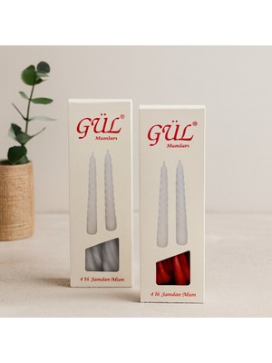 Uravas Store Gül Mum 17 cm 4'lü Set (Şamdan & Burgulu, Beyaz ve Renkli)