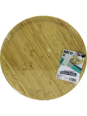 Eseno Select YUVARLAK=38CM Ahşap Bambu Servis Sunum Tepsi - Tahtası