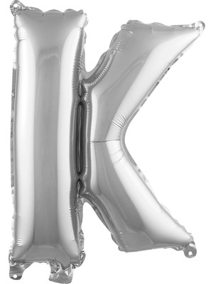 Starseven K Harfi 16 Inç Gümüş Renk Folyo Balon 36 cm (Gümüş)