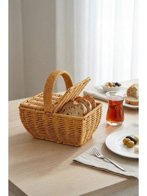 Starseven Digithome Dikdörtgen Hasır Rattan Mini Kulplu Organizer Sepet - BB6067
