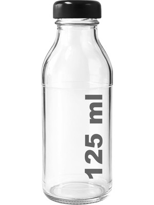 Starseven Afracam 125 ml Şeffaf Derin Siyah Metal Kapaklı Cam Şişe 125 cc Meşrubat Şişesi Deep 6 Adet