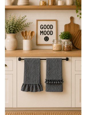 Kai Home Dekoratif Fırfırlı Pötikare Mutfak Havlusu ve Kurulama Bezi 35X55 cm