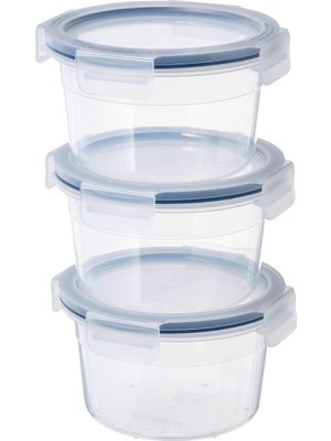 Starseven Plastik Saklama Kabı Seti, Şeffaf, 750 Ml, Yuvarlak, 3 Parça