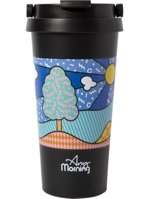 Starseven Any Morning 500 ml Paslanmaz Çelik Termos Mug, 6 Saat Sıcak, 10 Saat Soğuk Siyah BA21525