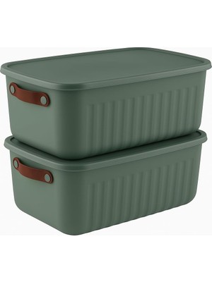 Starseven 2'li Kapaklı Saklama Kutusu Seti (10 Litre) – Taşınabilir Kulplu, Dolap Içi Düzenleyici, Çok Amaçlı