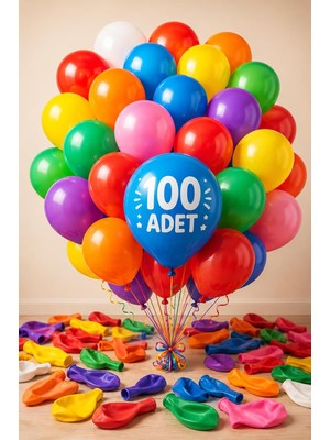 Starseven Renkli Balon 100'LÜ Karışık Renk Parti Doğum Günü Kutlama Özel Günler