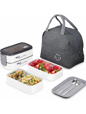 Starseven Valkyrie 1350 ml Termal Yemek Kabı Seti – Çelik Bölmeli Sızdırmaz Lunch Box + Isı Yalıtımlı Çanta