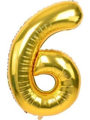 Starseven 5dm 6 Rakam Folyo Gold Renk Balon Küçük 35 cm