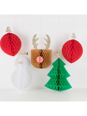 Starseven Meri Meri - Large Hanging Honeycombs Decorations - Büyük Asılan Petekli Dekorlar - 5li