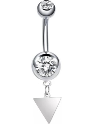 Starseven Cerrahi Çelik Üçgen Sallantılı Göbek Piercing, Gümüş