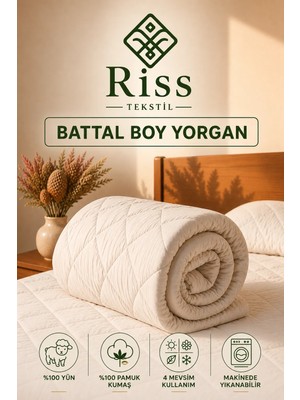 Riss Tekstil Battal Boy %100 Merinos Kuzu Yünü Yorgan ( 220cm X 240cm / 4000gr )