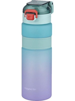 Starseven Vagonlife Çift Renk 800ML Kaydırmaz Silikon Gövde Rahat Içim-Pipetsiz- Motivasyon Su Matarası