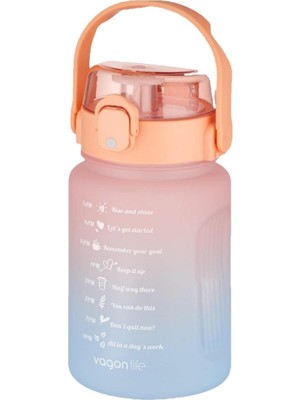 Starseven Vagonlife 1000 ml Pipetli/pipetsiz Kullanım Çift Renk Softtouch Motivasyon Matarası Sticker Hediyel