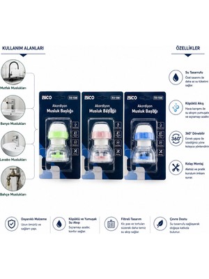 Eseno Select 12 Adet Musluk Ucu Filtresi Akordiyon - Pervaneli 360° 16-19MM Tüm Musluklara Uyum Kireçlenme Yap