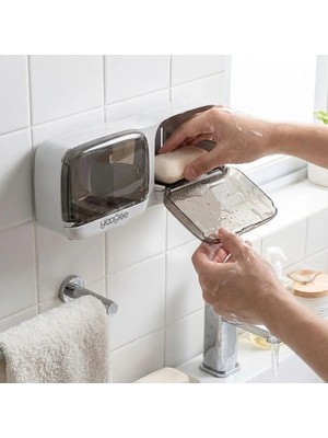 Eseno Select Duvara Monte Ikili Kapaklı Plastik Katı Sabunluk Organizer – Banyo & Mutfak Için Yapışkanl�