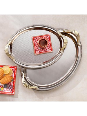 Starseven Schafer Ela 2 Li Oval Çay TEPSISI-PLATIN01