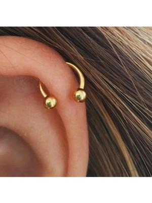 Starseven Çelik Gold Yarım Ay Piercing, Altın Kaplama