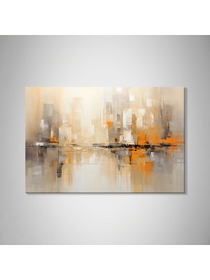 Ahsenico Kanvas Tablo Amber Horizon – Modern Soyut Şehir Yansıması Kanvas Tablo