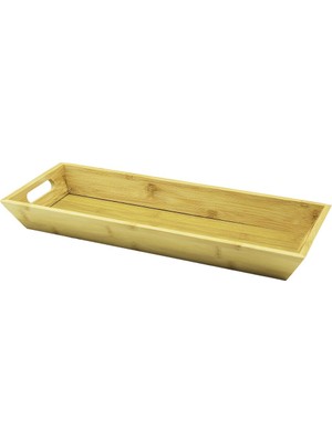 Eseno Select Dikdörtgen Çift Kulplu Ahşap Bambu Sunum Tepsisi =16X40CM - Derin=4cm