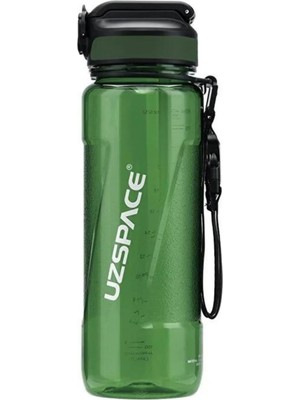 Starseven Uzspace 850ML Pipetli Ölçü Skalalı Şeffaf Gövde Tritan Su Matarası (Yeşil)