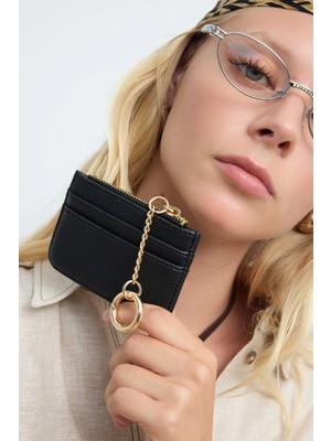 Shule Bags Nook Fermuarlı Charm Kartlık Siyah