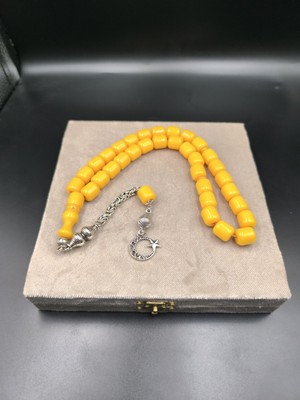 Onurlu Tesbihane Osmanlı Benzetme Çubuk Sıkma Tesbih (Bal Sarısı, 12,5X11 Mm)