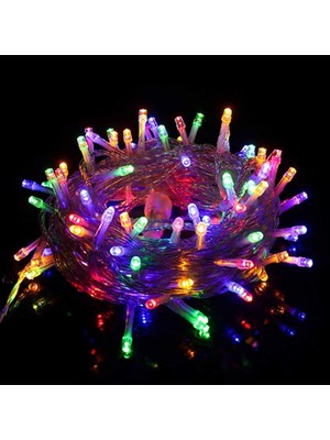 Starseven Robeve 10 Metre 100 Ledli Fişli LED Işık Rgb Karışık Renk Yılbaşı LED Işık Dekor Lambası Yılbaşı Ağ