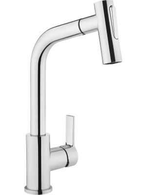Starseven Artema Maestro A42146 Pull-Out Eviye Bataryası, 24 cm Yükseklik, 6 L/dk Akış Hızı, Krom