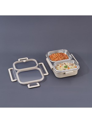 Starseven Aryıldız Bento Lunch Box Yemek Termosu Beige 2 Bölmeli AR262184