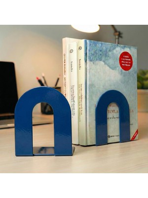 Starseven 2'li Metal Kitap Desteği Kitap Tutucu (Ikili) Dekoratif Aksesuar (Mavi)