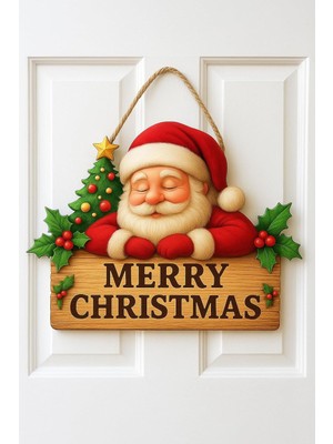 Starseven Noel Babalı Ahşap Kapı Yılbaşı Kapı Yılbaşı Süsü, Noel Kapı Süsü (30-20 Cm)