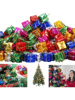 Starseven 12 Adet Yılbaşı Ağacı Süsü Küçük Hediye Kutuları Asılı Süslemeler Mini Noel Folyo Kutuları El Yapım