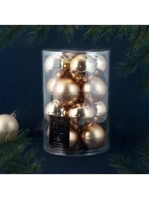 Starseven Koopman New Year 16 Parça Yılbaşı Topu Gold 80 mm