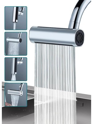 Starseven Tasarruflu 4 Modlu Şelale Ayarlanabilir Musluk Başlığı Mutfak Banyo Perlatör Evye Lavab