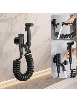 Starseven STA-5041 Armatür Tabancalı Banyo Alaturka Yer Tuvaleti Taharet Musluğu Spiralli Bide Taharetmatik A