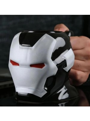 Starseven Iron Man Tasarım Kupa, Siyah Beyaz, Dekoratif Kahve Bardağı