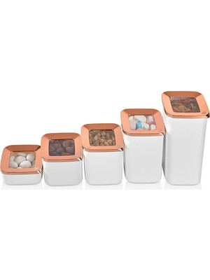 Starseven Kare Saklama Kabı, Beyaz 5'li Set
