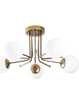 Starseven Amber LED Şık Metal Gövdeli 5'li Plafönyer Mutfak Salon Için E27 Uyumlu, Bej-5