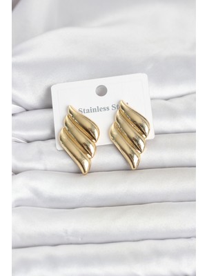 SHC4200 316L Çelik Gold Renk Motif Model Kadın Küpe TJ-BKP11819