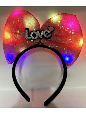 Renas Store LED Işıklı Love Yazılı Fuşya Fiyonk Taç – Kız Çocuk Parti Tacı