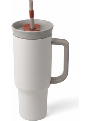 Starseven Deconox 1200 ml Pipetli Kulplu Çelik Termos - Yeşil Beyaz Renk Seçenekli Dev Boy Sıcak/soğuk