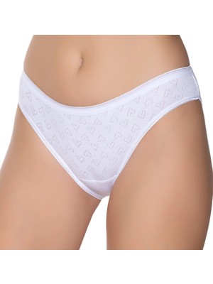 Gümüş 6092 12'li Kadın Jakarlı Kalp Desenli Bikini