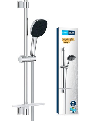 Starseven Grohe Vitalio 110 Sürgülü Duş Seti (Sabunluklu) 110 mm Kare 2 Akışlı (Yağmur & Jet) El Duşu