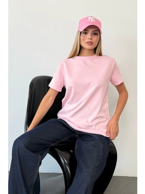 Giysa Kadın Bisiklet Yaka Basic T-Shirt Pembe - 26Y 26118