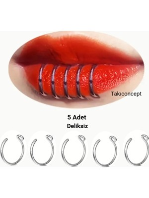 Starseven 5 Adet Çelik Deliksiz Piercing Dudak Piercing Paslanmaz Çelik, Gümüş