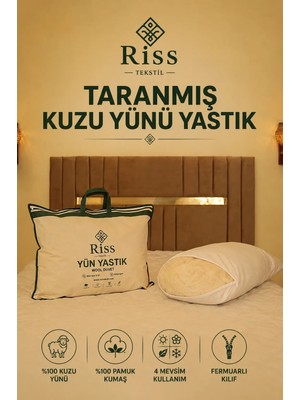 Riss Tekstil %100 Doğal Taranmış Kuzu Yünü Dolgulu Yastık ( 50cm x70cm / 1000gr )