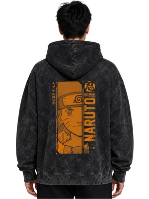 Sevbano Naruto Uzumaki Anime Baskılı Unisex Oversize Yıkamalı Premium Hoodie Sweatshirt