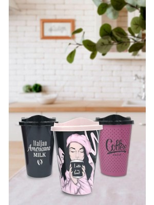 Starseven 3 Adet Kahve Bardağı Seti Dekoratif Plastik Kahve Muhafaza Bardağı