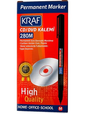Starseven Kraf Permanent Marker Cd/dvd Kalemi 280M, Mavi, Orta Uç, Cam-Plastik-Metal Yüzeyler Için, 12'li Pak