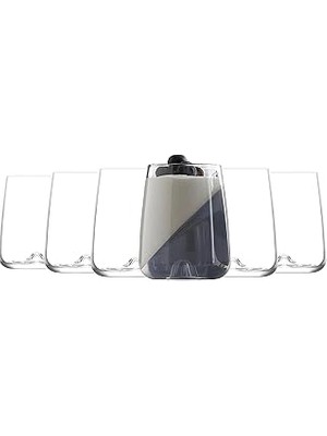 Starseven Su Alkollü Içecekler Için 6 Bardaklı Set, 360 ml Düz Cam Bardak, Bulaşık Makinesinde Yıkanabilir